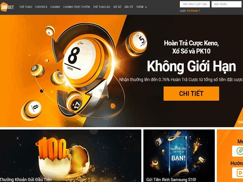 Giao diện cực hút của 188BET 